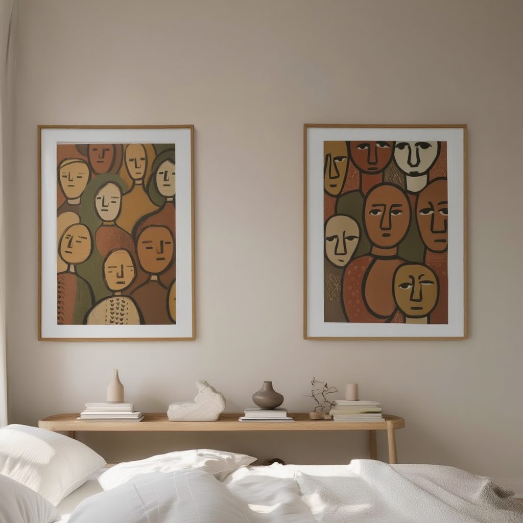 Set of 2 Figurative Faces Prints – Minimalist Line Art Wall Decor - Hakyarts