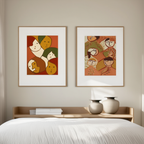 Duo of Figurative Face Prints – Elegant Minimalist Wall Art - Hakyarts