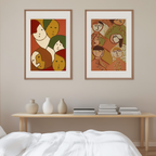 Duo of Figurative Face Prints – Elegant Minimalist Wall Art - Hakyarts