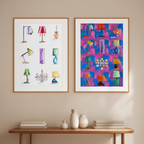 Set of 2 Lampshades Illustration Prints – Modern Decorative Wall Art - Hakyarts