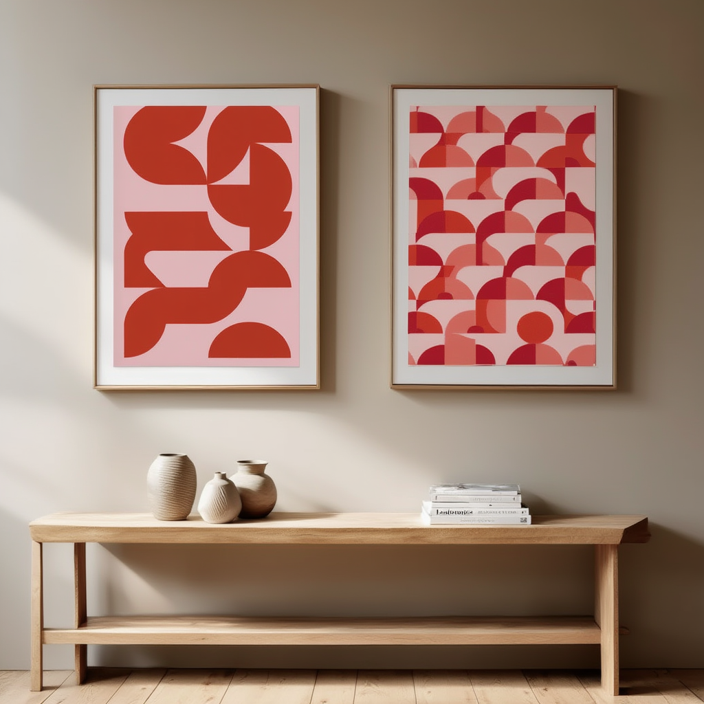 Set of 2 Scandinavian Nordic Geometric Prints – Minimalist Wall Art - Hakyarts