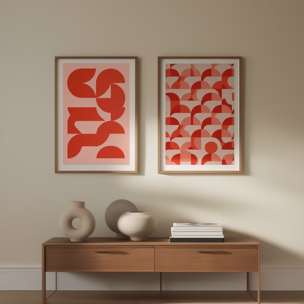 Set of 2 Scandinavian Nordic Geometric Prints – Minimalist Wall Art - Hakyarts