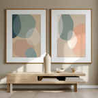 Set of 2 Abstract Organic Shapes – Modern Minimalist Wall Art Prints - Hakyarts