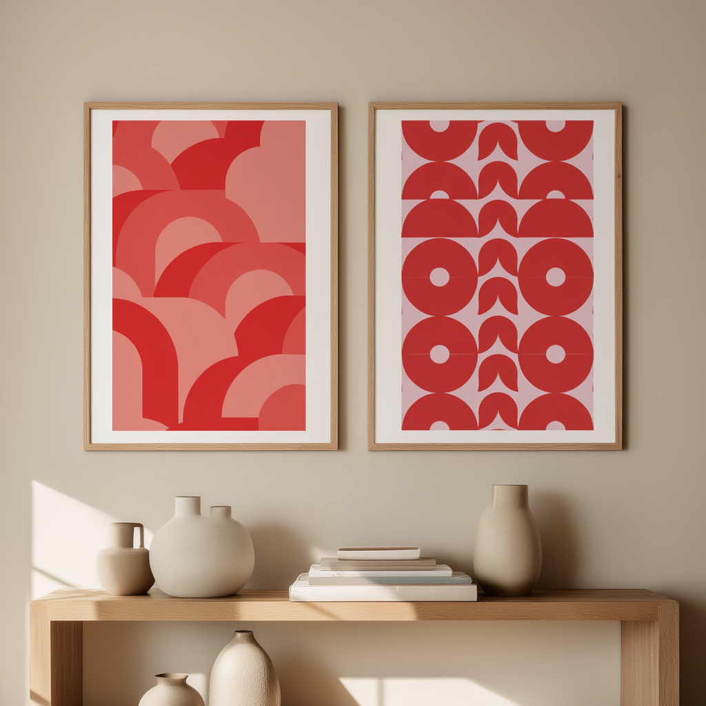 Set of 2 Scandinavian Nordic Geometric Prints – Minimalist Wall Art - Hakyarts