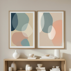 Set of 2 Abstract Organic Shapes – Modern Minimalist Wall Art Prints - Hakyarts
