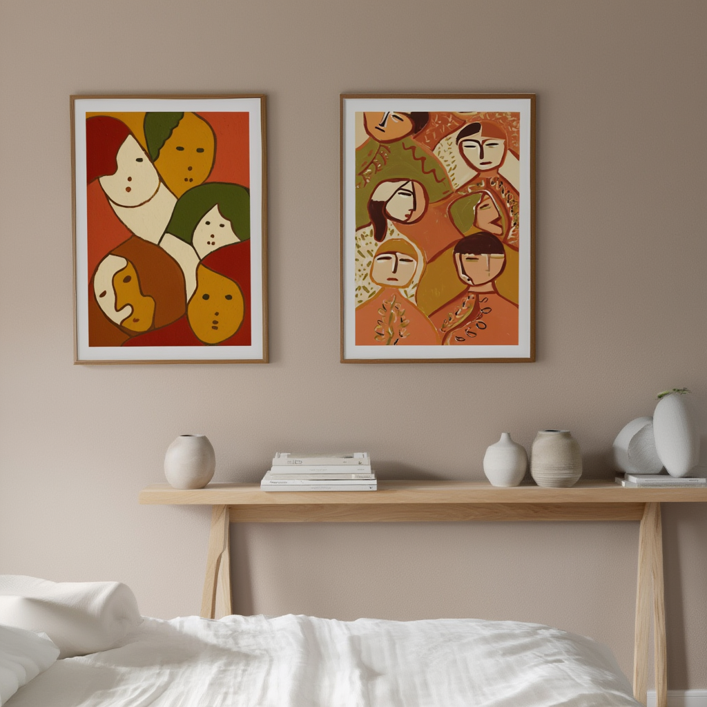 Duo of Figurative Face Prints – Elegant Minimalist Wall Art - Hakyarts