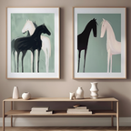 Set of 2 Graceful Horse Silhouette Prints – Elegant Equestrian Wall Art - Hakyarts