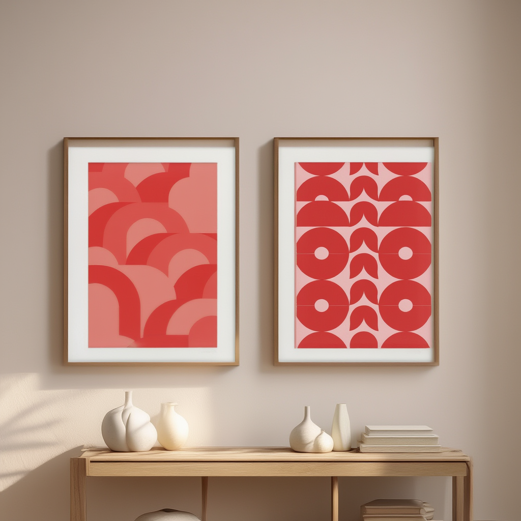 Set of 2 Nordic Scandi Geometric Prints – Minimalist Wall Art - Hakyarts