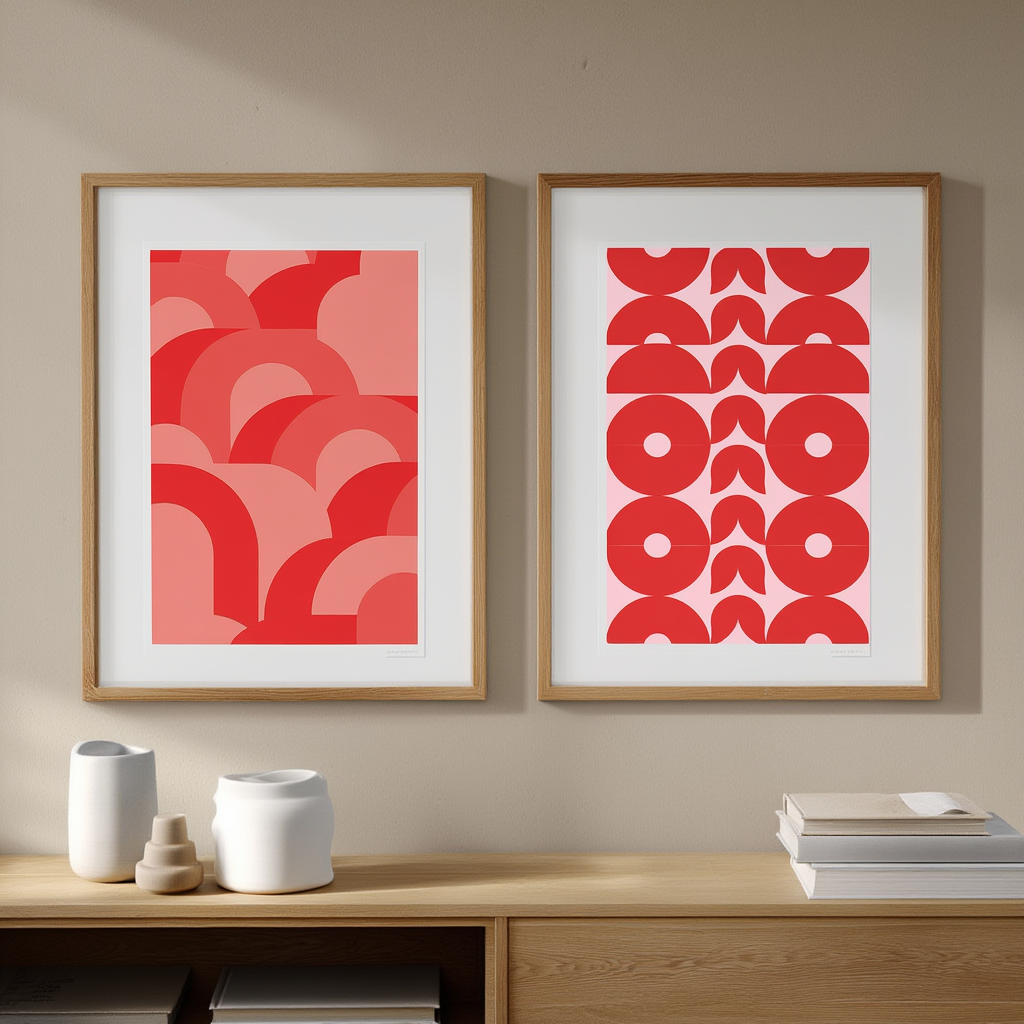 Set of 2 Nordic Scandi Geometric Prints – Minimalist Wall Art - Hakyarts