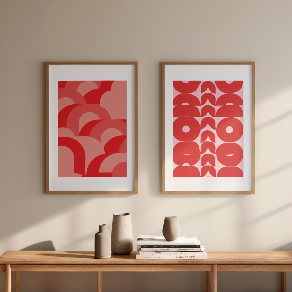 Set of 2 Nordic Scandi Geometric Prints – Minimalist Wall Art - Hakyarts