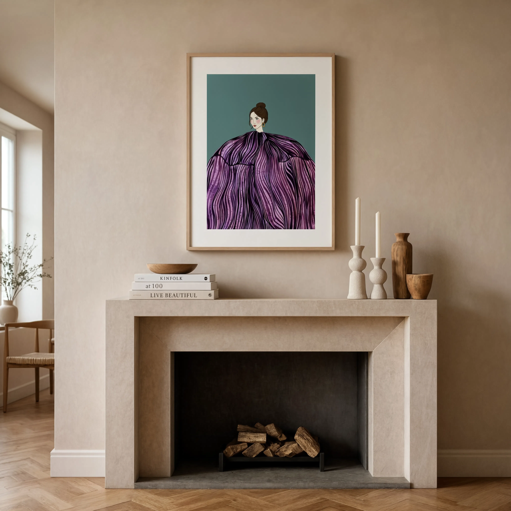 Draped Gown Print | Cool Hue | Contemporary Feminine Art Print