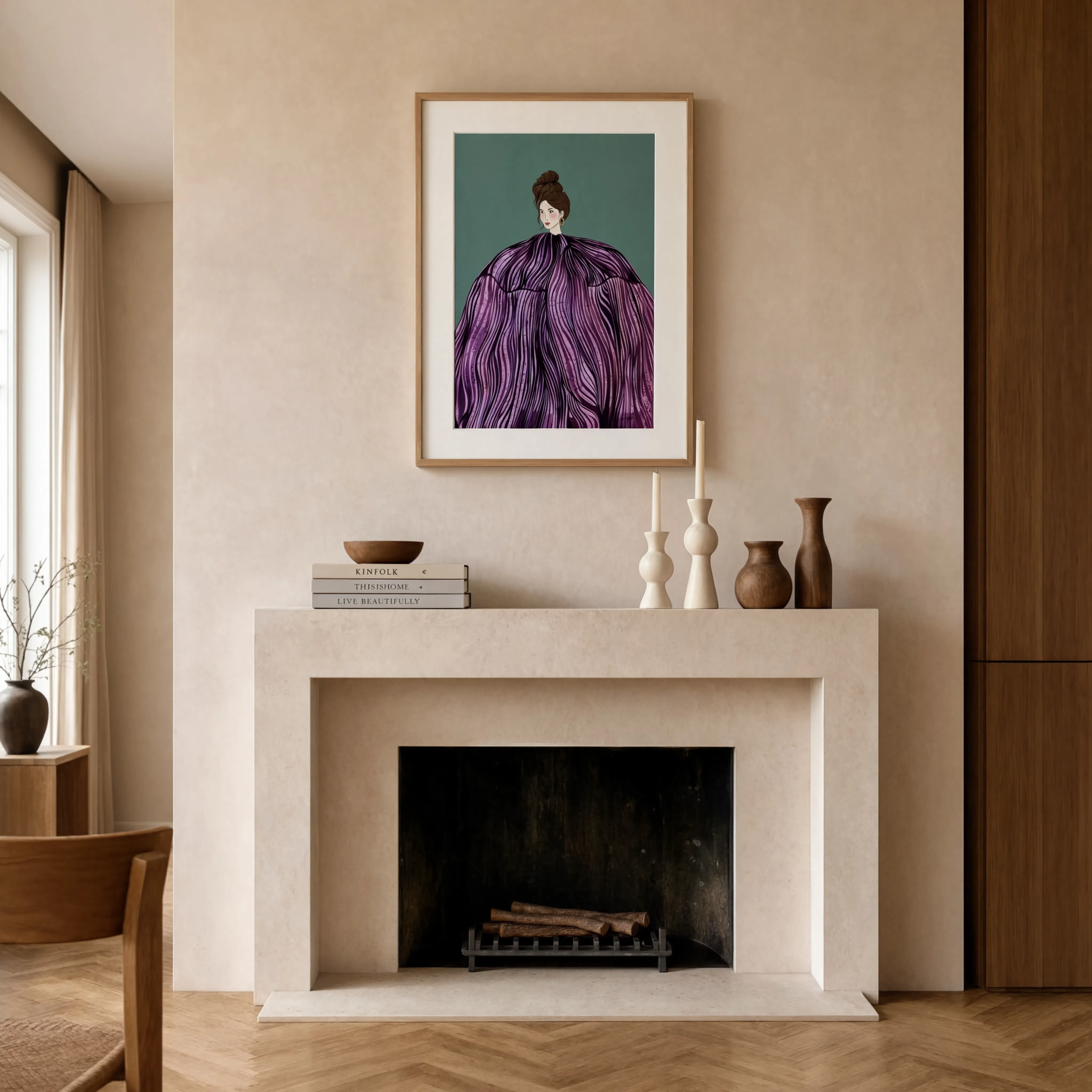 Draped Gown Print | Cool Hue | Contemporary Feminine Art Print