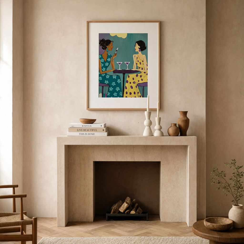 Martini Ladies Print | Cool Hue | Contemporary Cocktail Wall Art