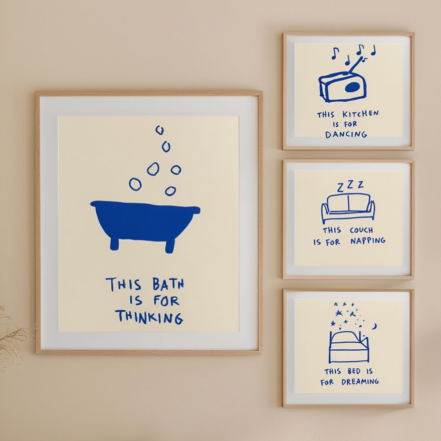 Set of 4 Lifestyle Prints – Modern Living Wall Art