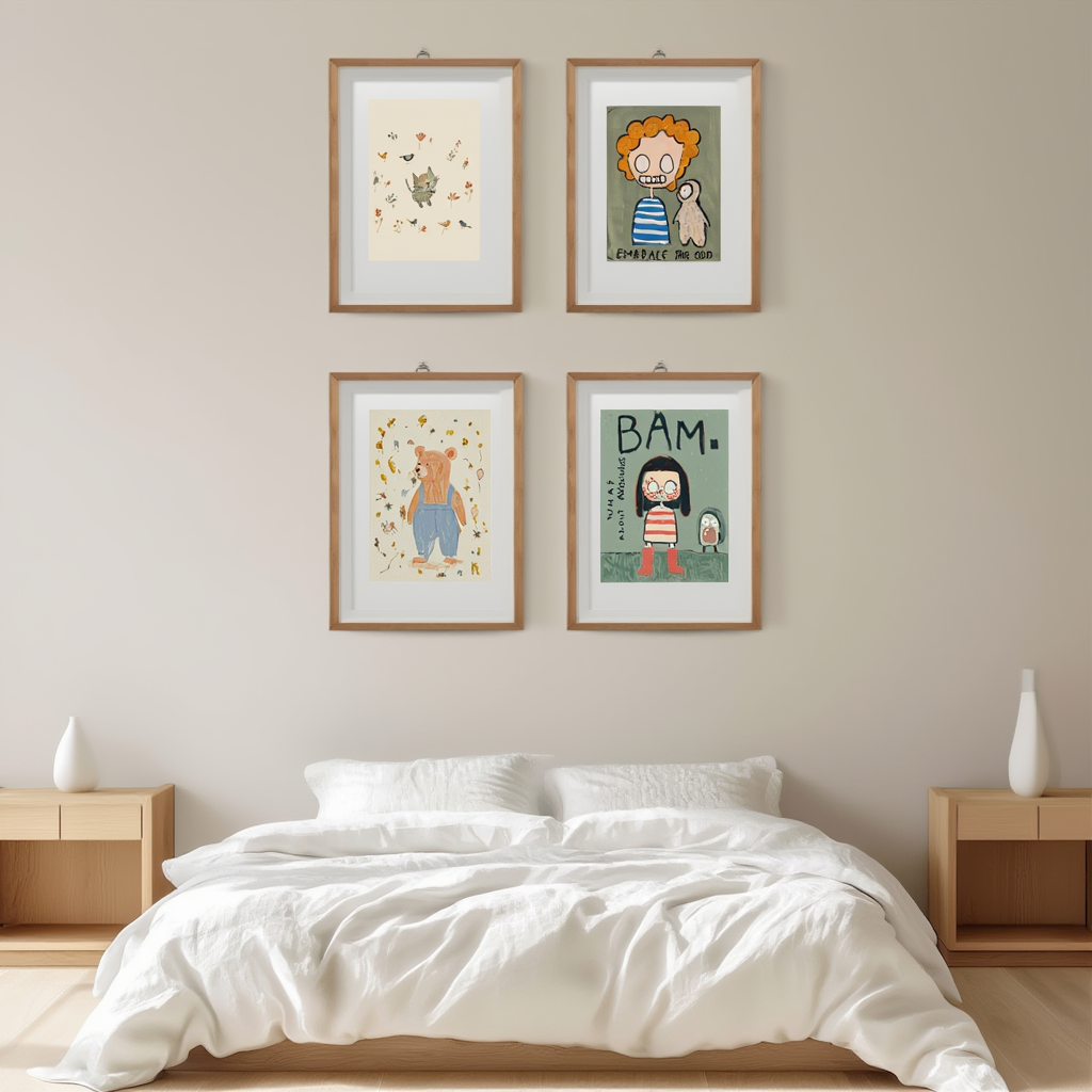 Set of 4 Cool Kids Illustration Prints – Playful Modern Wall Art for Children’s Rooms - Hakyarts