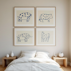 Set of 4 Minimal Animal Art Prints – Modern, Elegant Wall Décor - Hakyarts