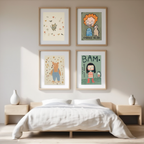 Set of 4 Cool Kids Illustration Prints – Playful Modern Wall Art for Children’s Rooms - Hakyarts