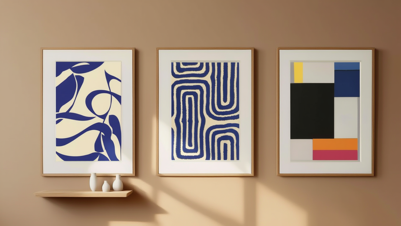 Blue Geometric – Set of 3 Matisse-Inspired Wall Art Prints