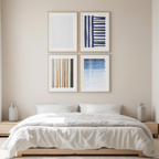Set of 4 Blue Stripes Prints – Modern Minimalist Wall Art - Hakyarts