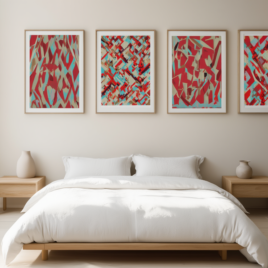 Set of 4 Angular Abstract Prints – Modern Minimalist Wall Art - Hakyarts
