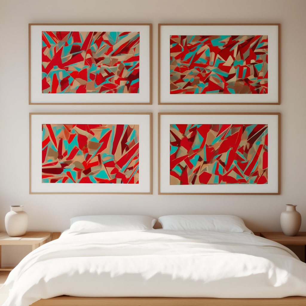 Set of 4 Angular Abstract Prints – Modern Minimalist Wall Art - Hakyarts