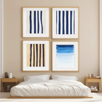 Set of 4 Blue Stripes Prints – Modern Minimalist Wall Art - Hakyarts