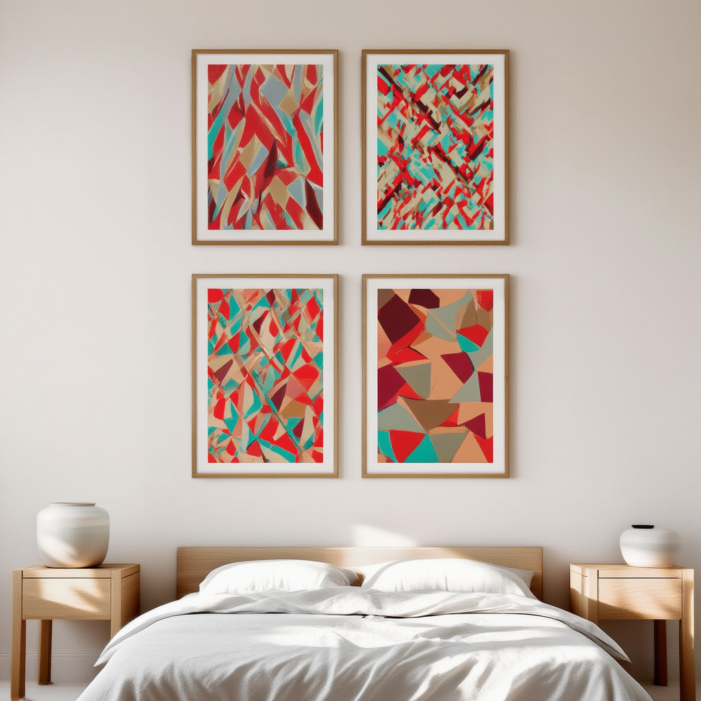 Set of 4 Angular Abstract Prints – Modern Minimalist Wall Art - Hakyarts