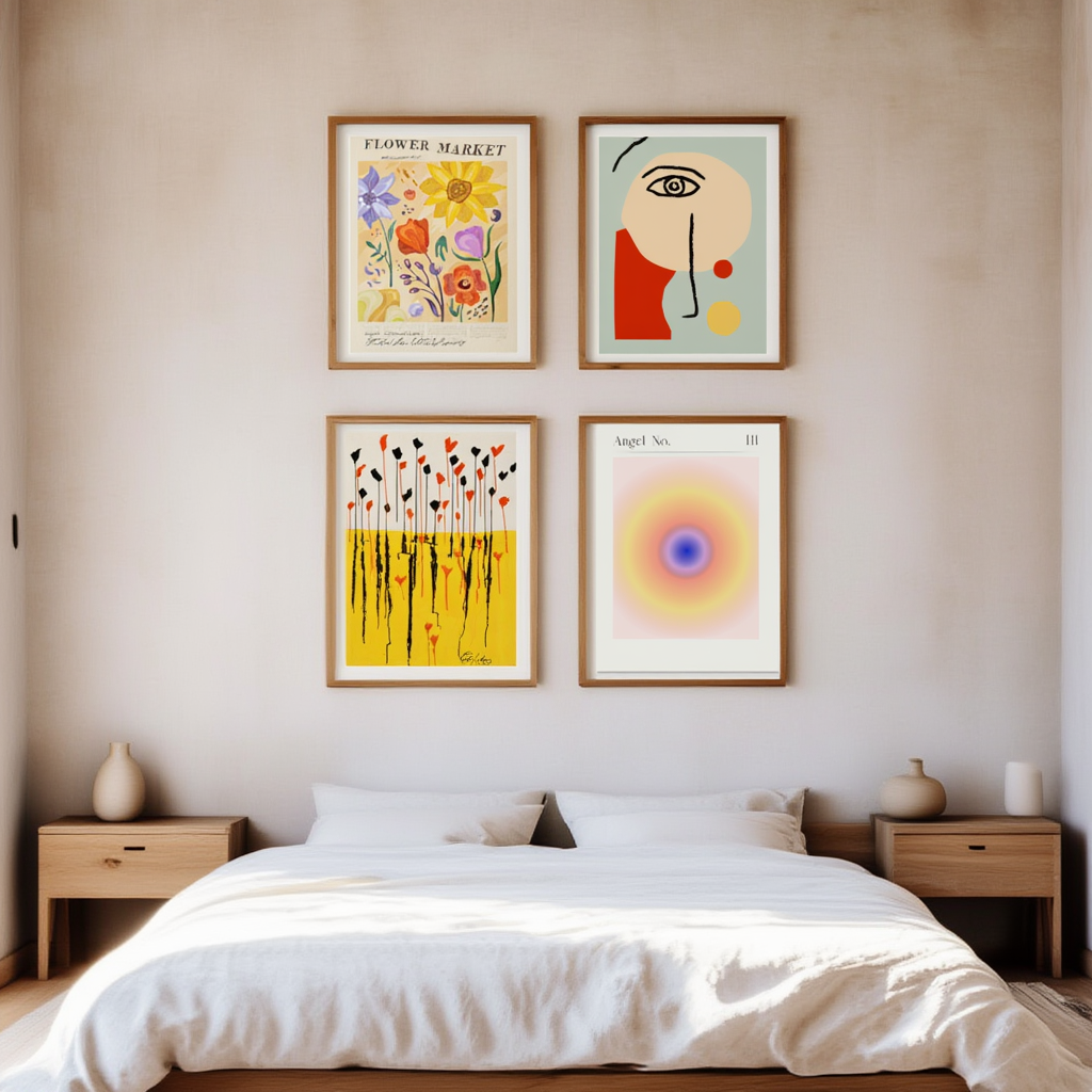 Set of 4 “Golden Meadow” Prints – Yellow Flowers, Market & Boho Vibes - Hakyarts