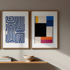 Blue Geometric – Set of 3 Matisse-Inspired Wall Art Prints - Hakyarts