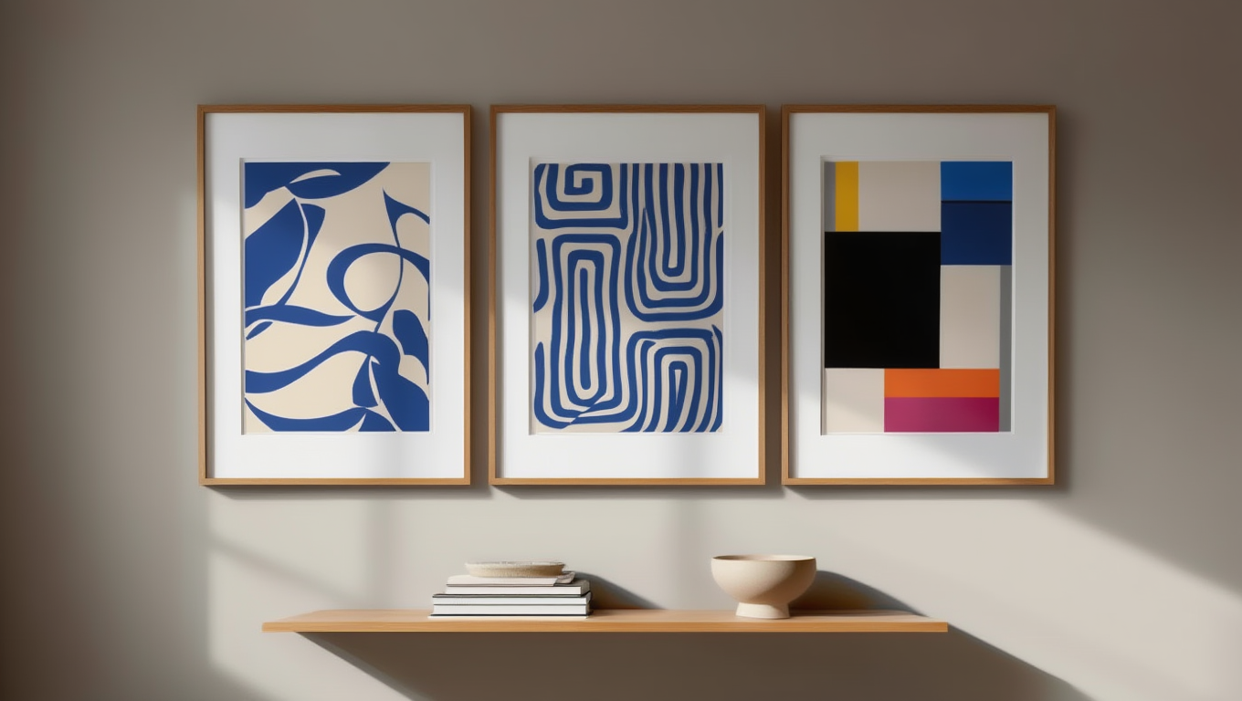 Blue Geometric – Set of 3 Matisse-Inspired Wall Art Prints