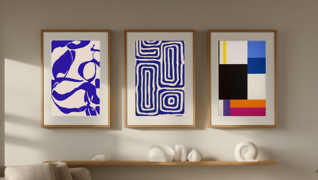 Blue Geometric – Set of 3 Matisse-Inspired Wall Art Prints