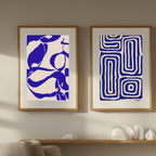 Blue Geometric – Set of 3 Matisse-Inspired Wall Art Prints - Hakyarts
