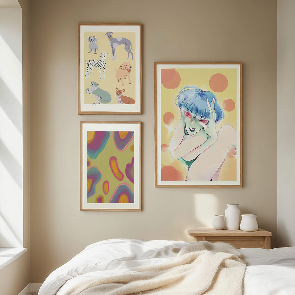 Set of 3 Whimsical Figurative Illustrated Art Prints – Playful & Creative Wall Decor - Hakyarts