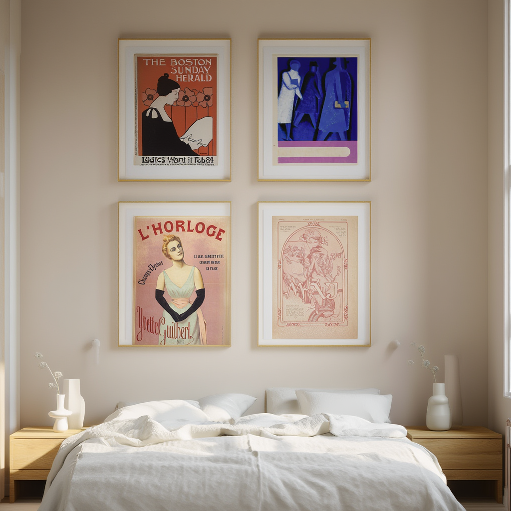 Set of 4 Vintage “L’Horloge” Prints – Timeless Clock Wall Art Collection - Hakyarts