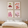 Floral & Cherry – Set of 4 Art Prints - Hakyarts