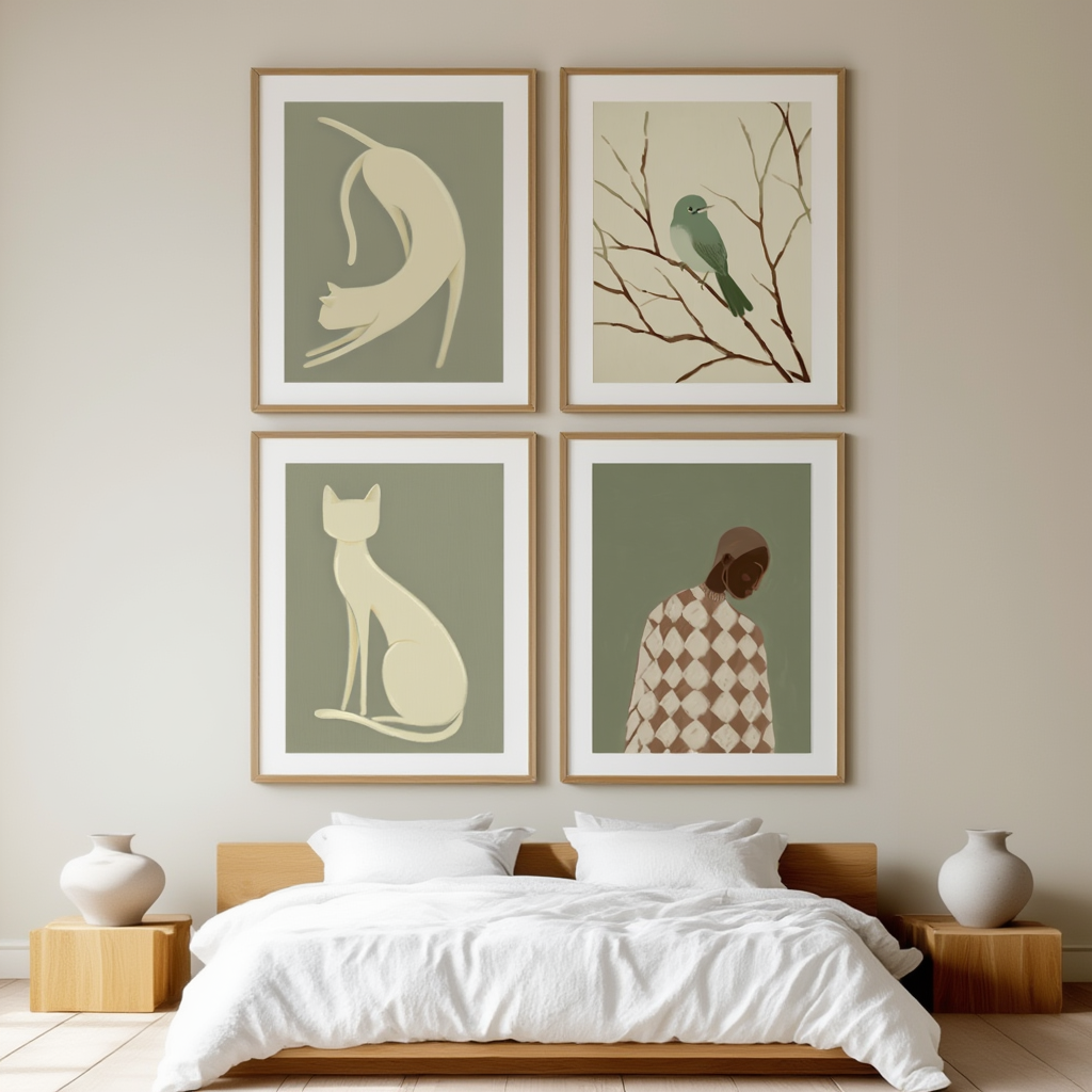 Set of 4 Dynamic Poses & Contemplatives Art Prints – Figurative Modern Wall Art - Hakyarts
