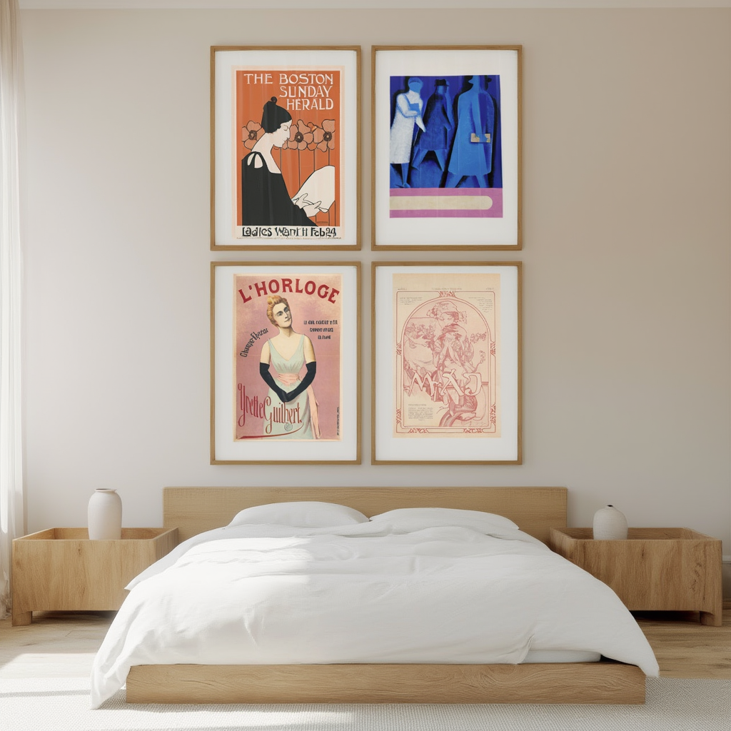 Set of 4 Vintage “L’Horloge” Prints – Timeless Clock Wall Art Collection - Hakyarts