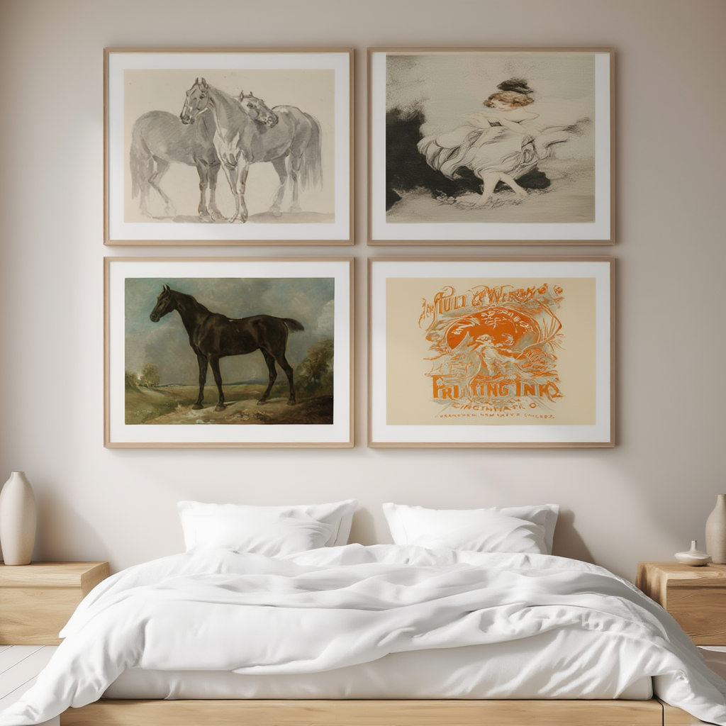Set of 4 Vintage Horse Ballet Prints – Elegant Equestrian Wall Art - Hakyarts