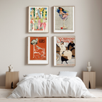 Set of 4 Vintage Pin-Up Prints – Retro Glamour Wall Art Collection - Hakyarts