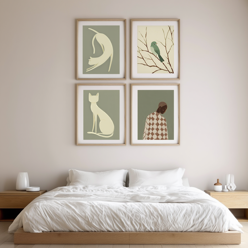Set of 4 Dynamic Poses & Contemplatives Art Prints – Figurative Modern Wall Art - Hakyarts
