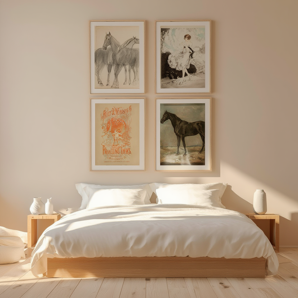 Set of 4 Vintage Horse Ballet Prints – Elegant Equestrian Wall Art - Hakyarts