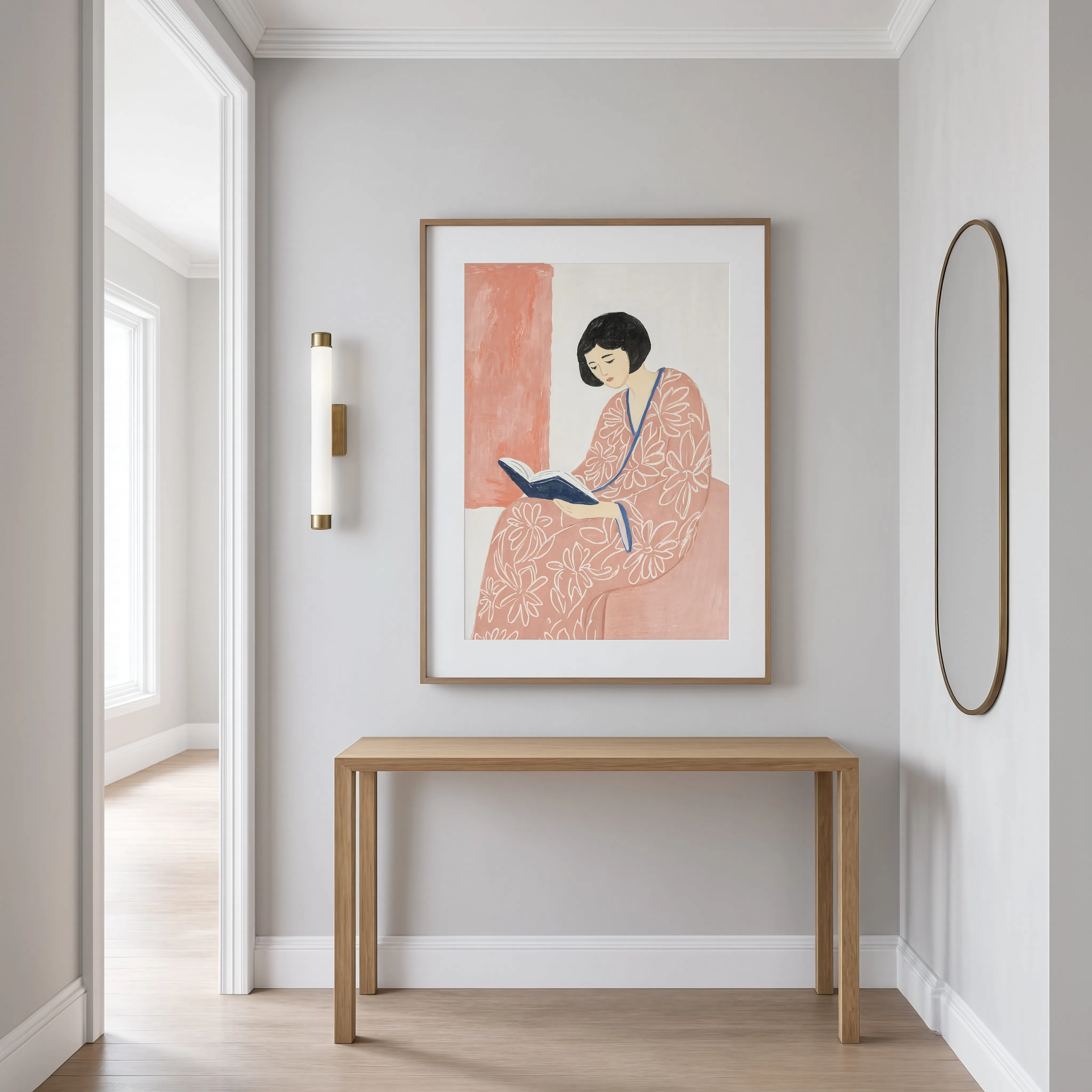 Woman Reading in Rose | Contemporary Portrait Wall Art