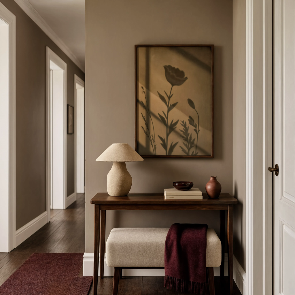 Autumnal Leaves Shadow | Contemporary Botanical Wall Art Print