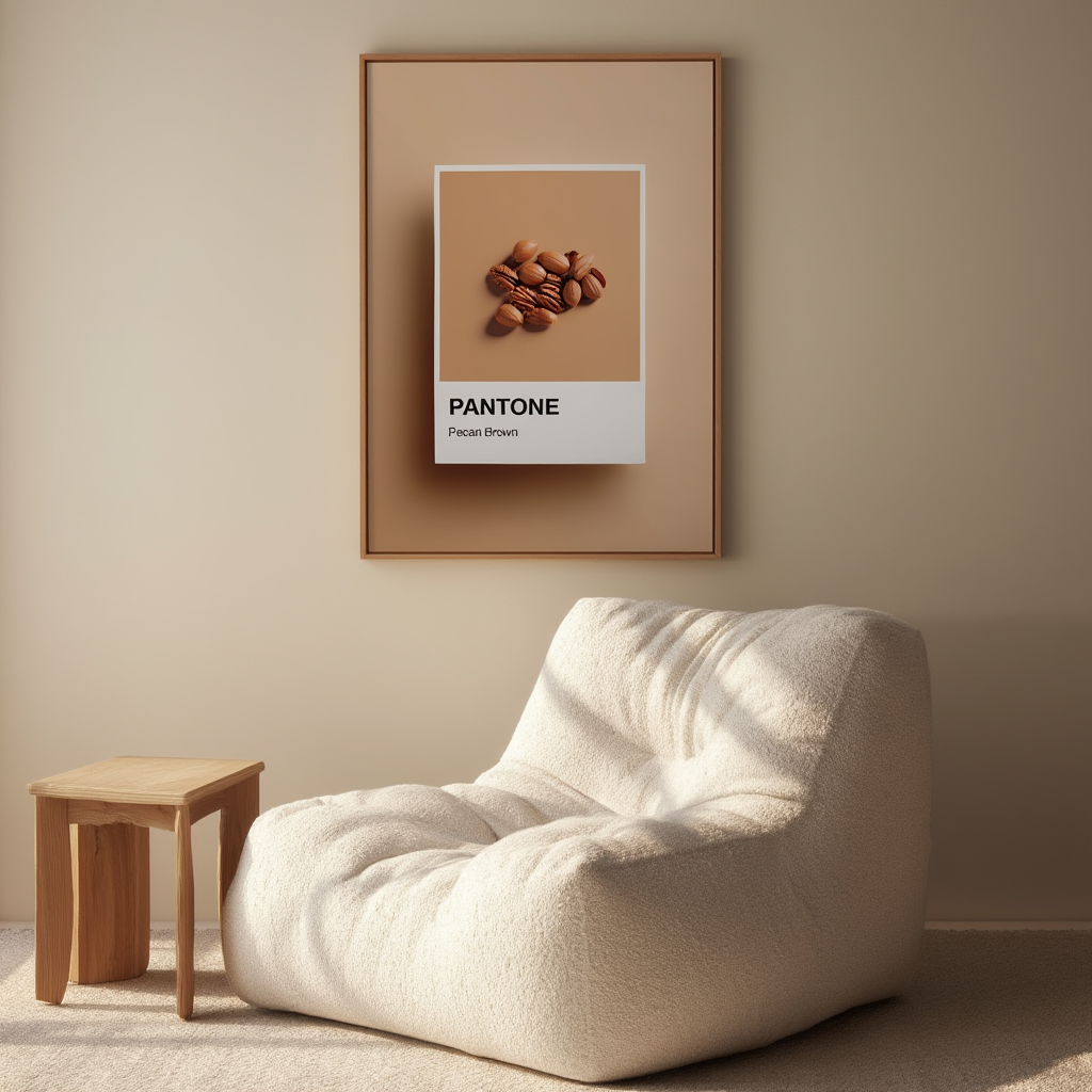 Pantone-Inspired Pecan Brown – Minimalist Color Art Print