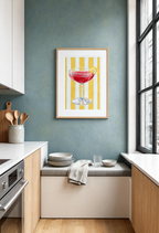 Ruby Coupe – Mustard Stripes | Contemporary Cocktail Wall Art