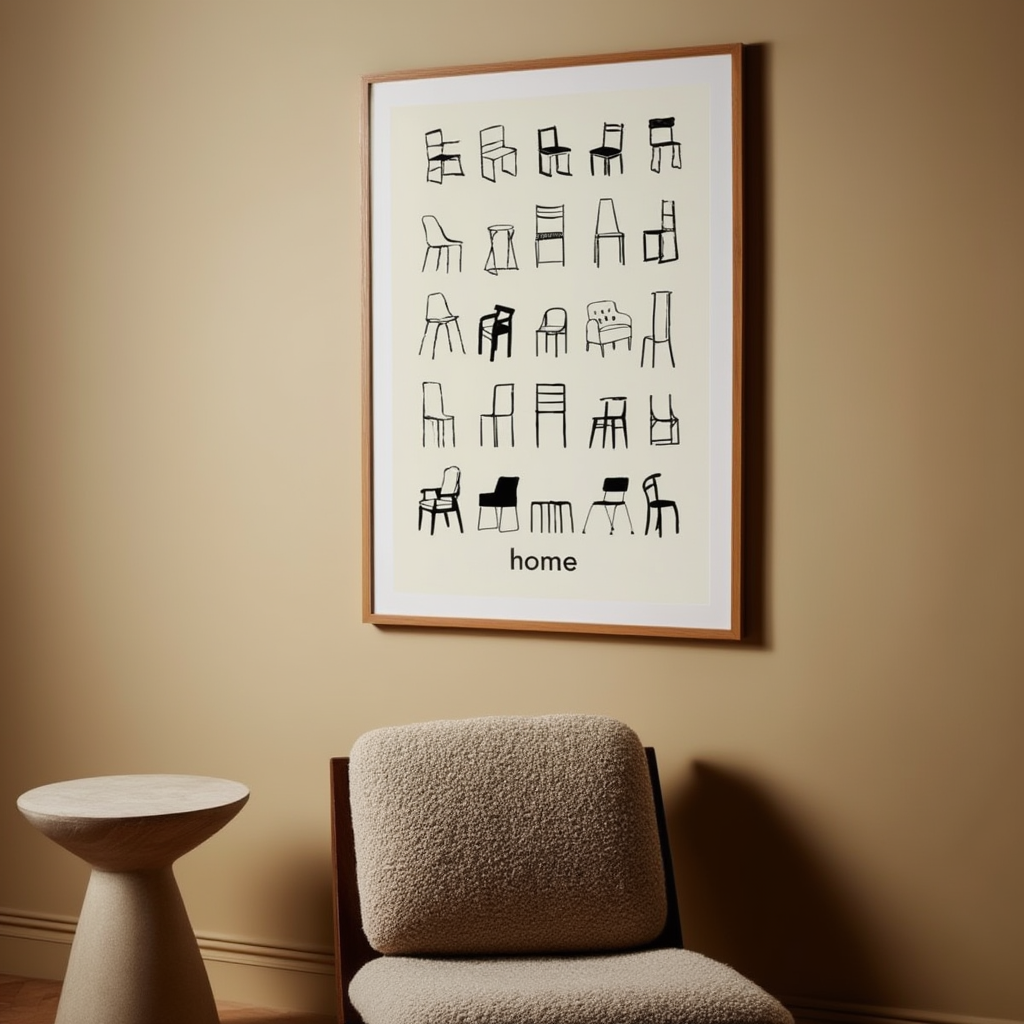Chair Sketches – Minimalist Furniture Illustration Art Print