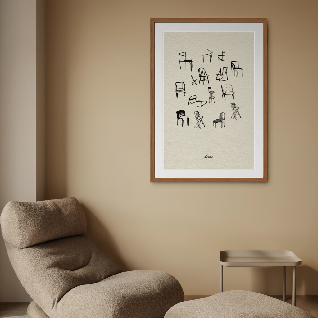 Home Chair Sketches – Minimalist Furniture Illustration Art Print