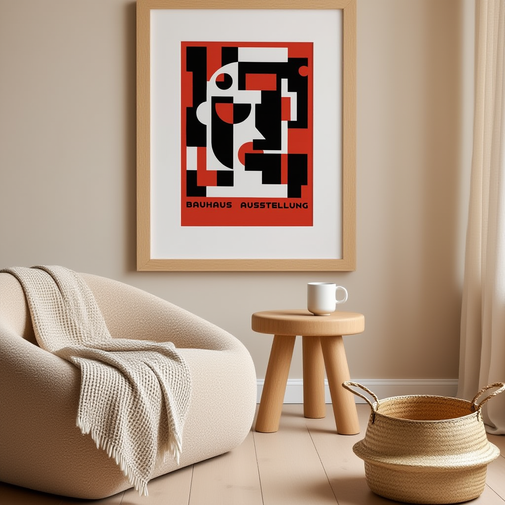 Bauhaus Ausstellung Dark Red – Modernist Abstract Art Print