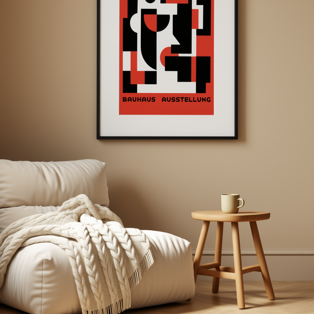 Bauhaus Ausstellung Dark Red – Modernist Abstract Art Print