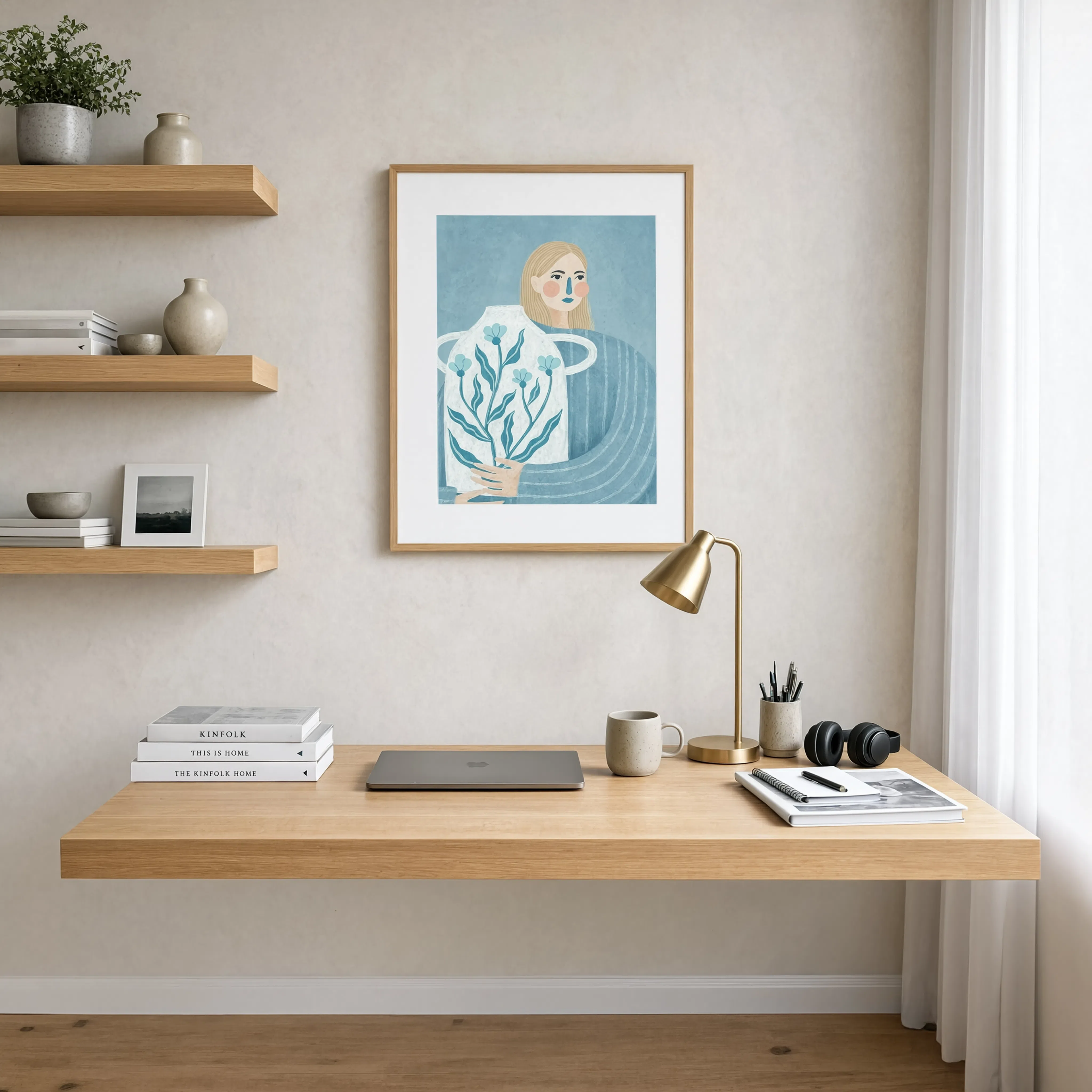 Dusty Blue Vase Print | Contemporary Still Life Wall Art